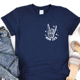 a t - shirt with a peace sign on it