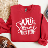 a red sweatshirt with the words anti social club on it