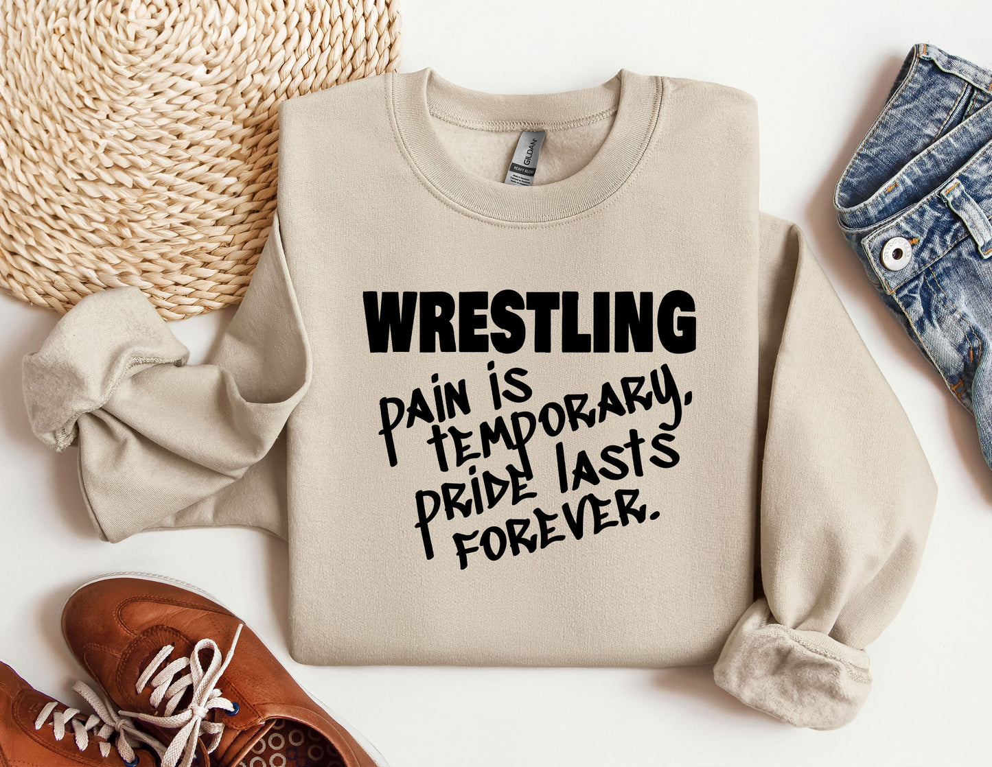 Wrestling Sweatshirt, Pain is Temporary Pride Last Forever, HipHop Graffiti Hoodie, Sports Sweater, Game Day Crewneck, Mom gift for her