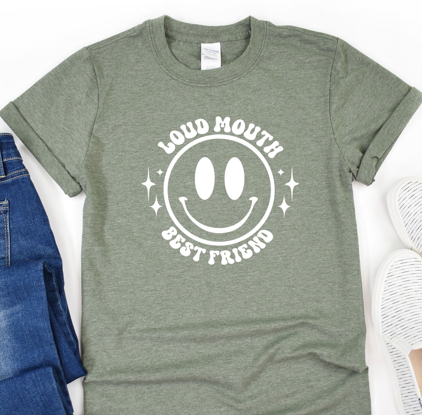 a t - shirt that says loud mouth best friend