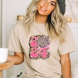 a woman wearing a t - shirt with a bear on it