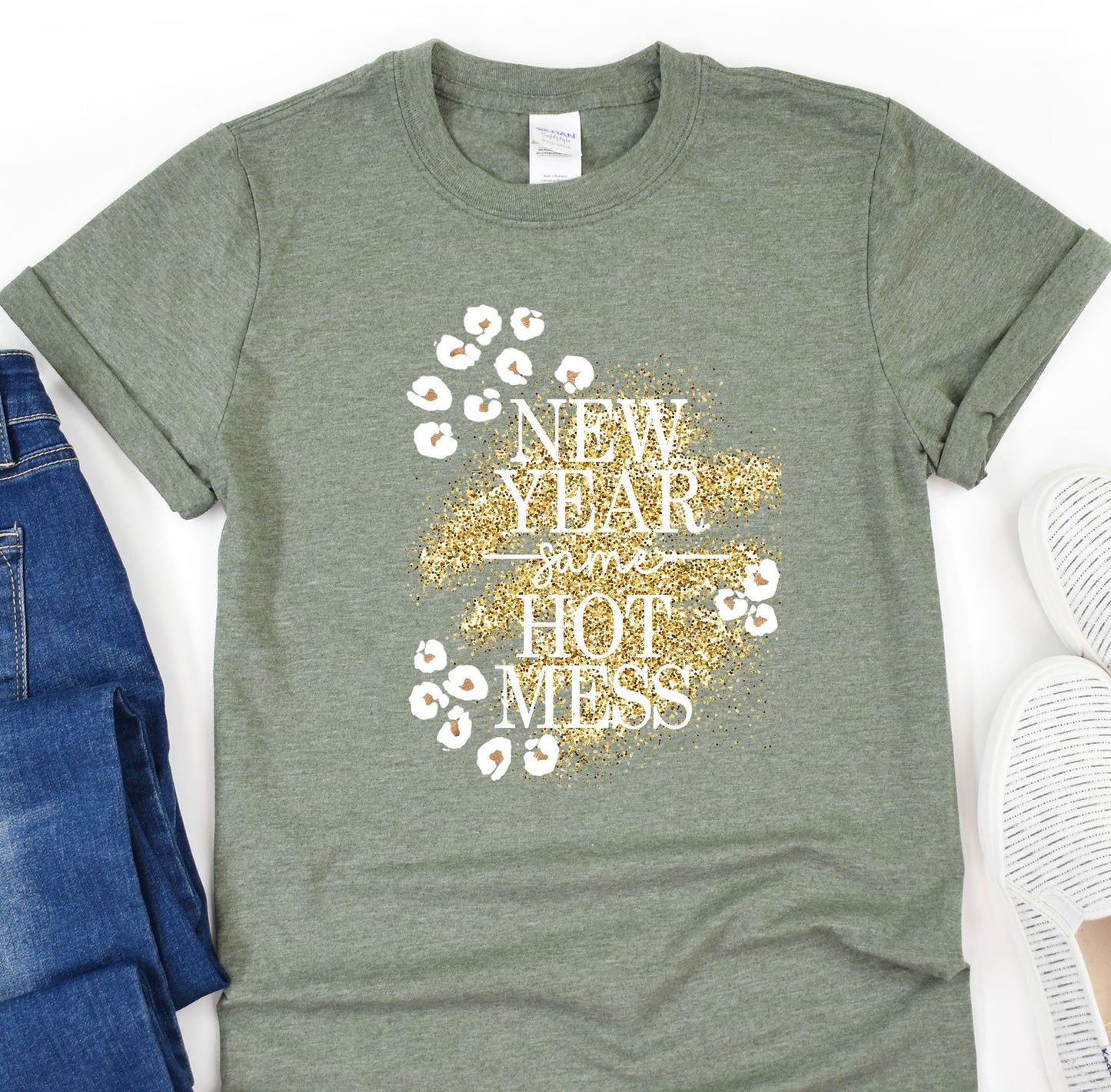 a t - shirt that says new year, hot mess