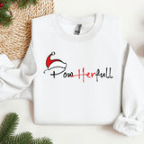 a white sweater with a santa hat on it