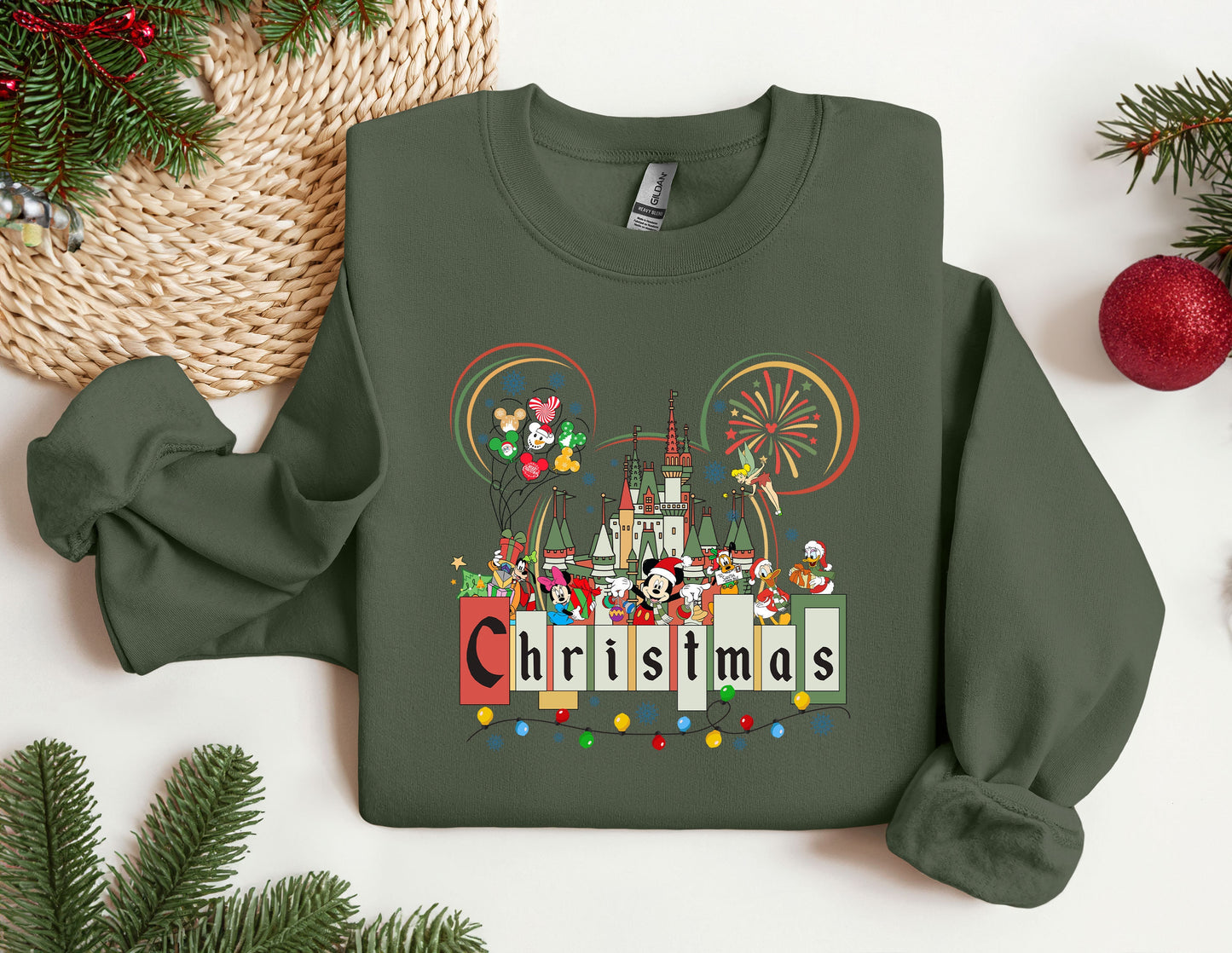 a christmas sweater with a mickey mouse and mickey mouse on it