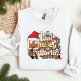 a white sweatshirt with the words what is the world written on it
