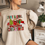 Comfort Custom Just A Girl Who Loves Christmas Sweatshirt, Women's Christmas Crewneck, Christmas Gift, Christmas Lover Hoodie, Holiday Sweat