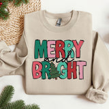Merry Bright Sweat shirt, Womens Christmas Sweatshirt, Holiday Retro Hoodie, Merry Christmas Hoodie, Gift for Christmas, Christmas Clothing
