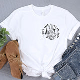 a white t - shirt with a black design on it