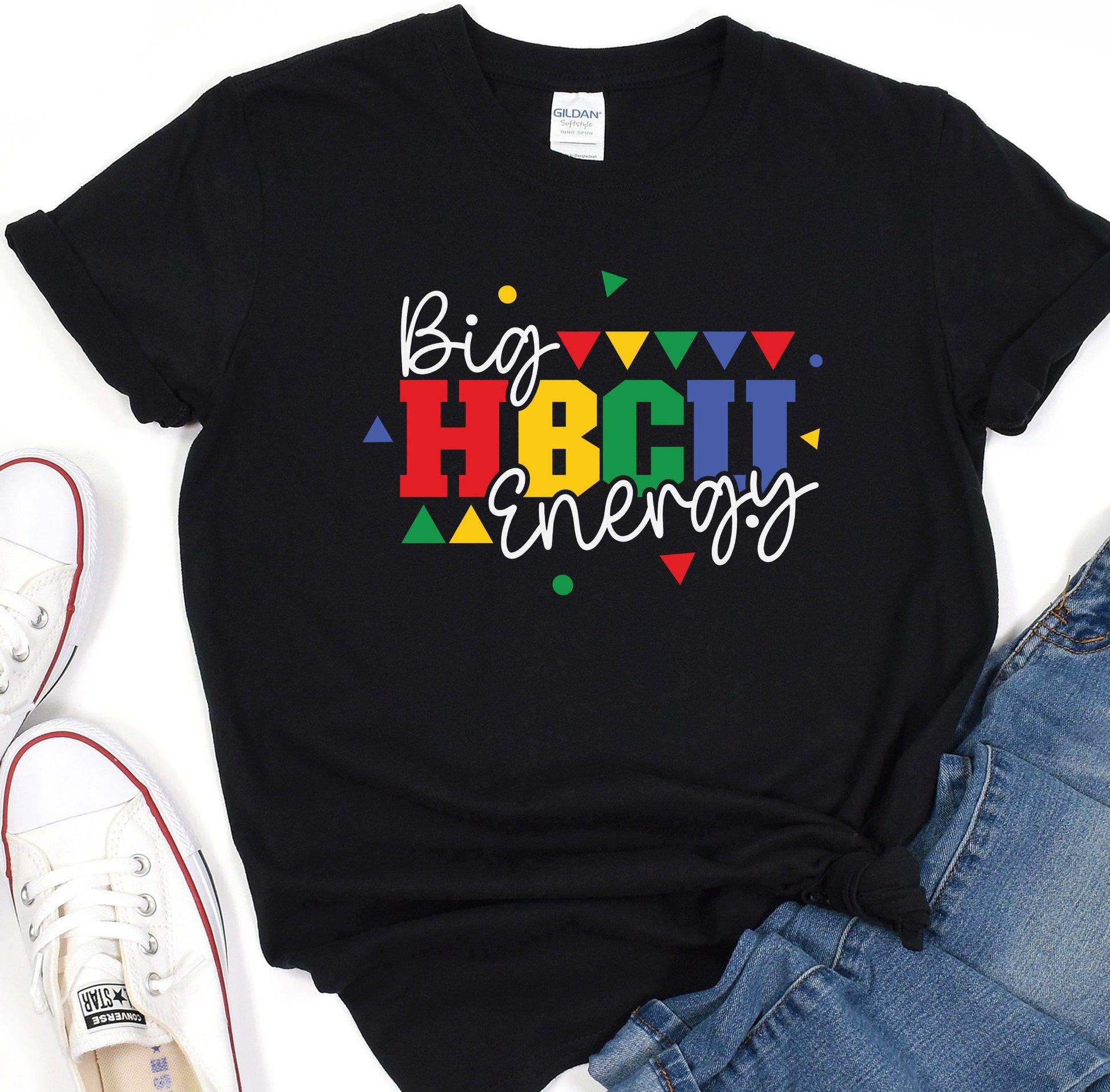 a black t - shirt with the words big bright energy on it