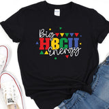 a black t - shirt with the words big bright energy on it