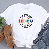 a white t - shirt with the words hbcu for me on it