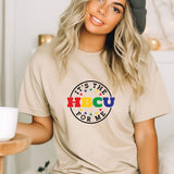 a woman wearing a t - shirt that says it's the hbcu
