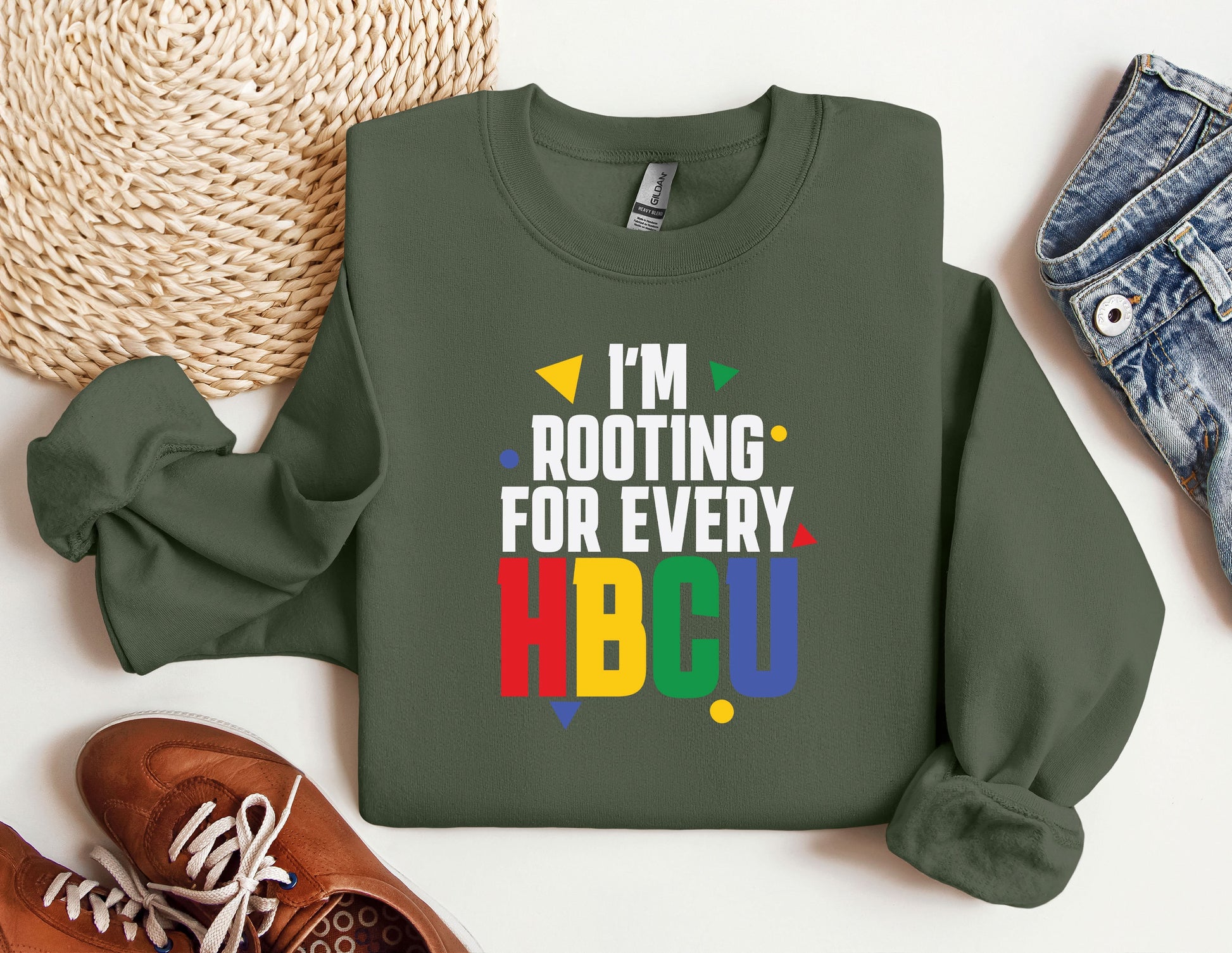 a green sweatshirt with the words i&#39;m rooting for every hbcu