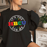 a woman wearing a black shirt that says it's the hbcu for