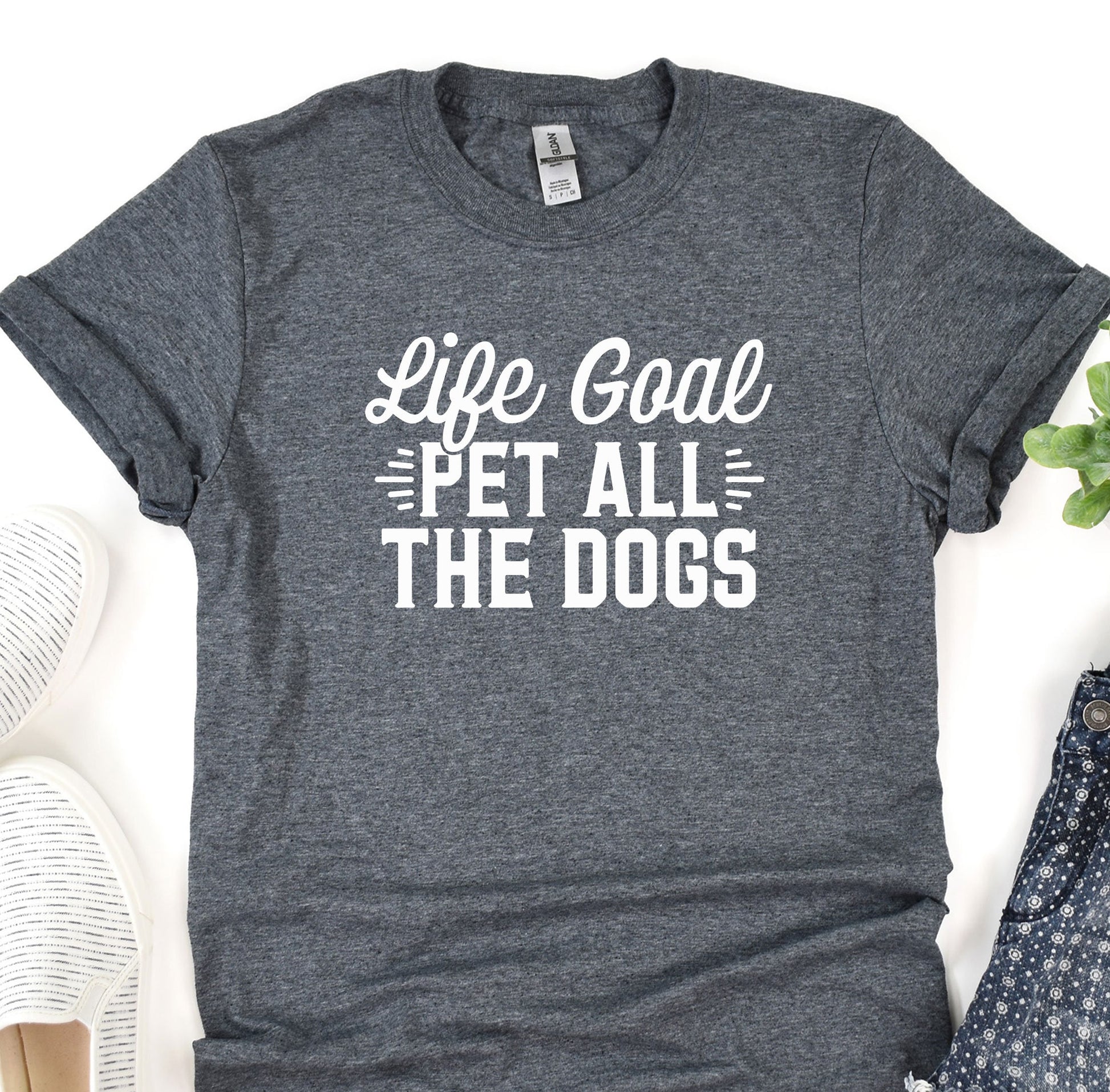 a t - shirt that says life goal pet all the dogs