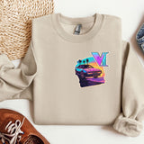 a sweater with a picture of a car on it