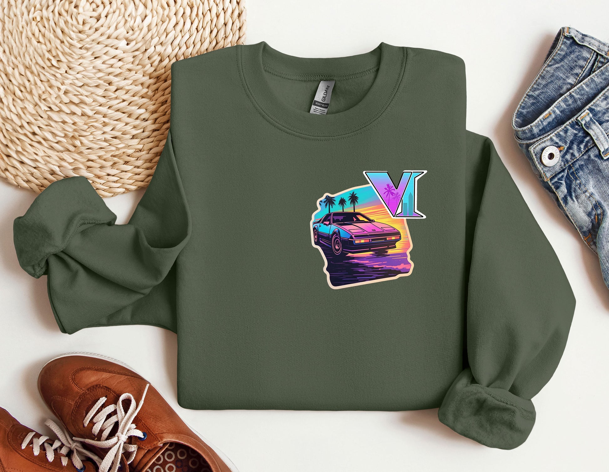 a green sweatshirt with the vw logo on it