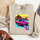 a sweater with a picture of a car on it