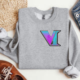 a sweater with the letter v on it