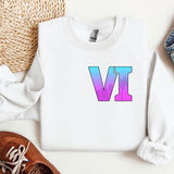 a white sweater with the letter v on it