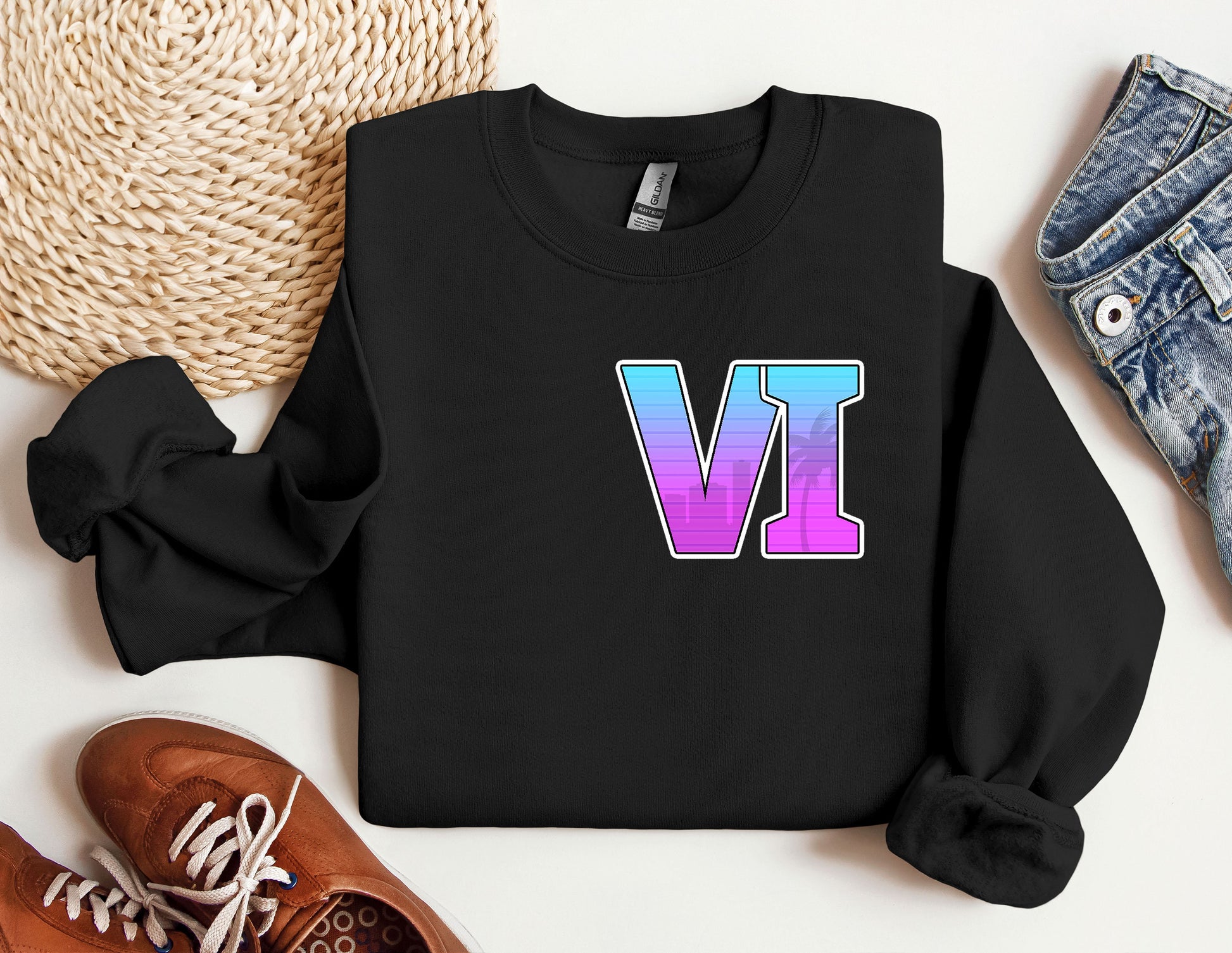 a black sweatshirt with the letter v on it