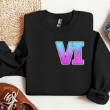 a black sweatshirt with the letter v on it