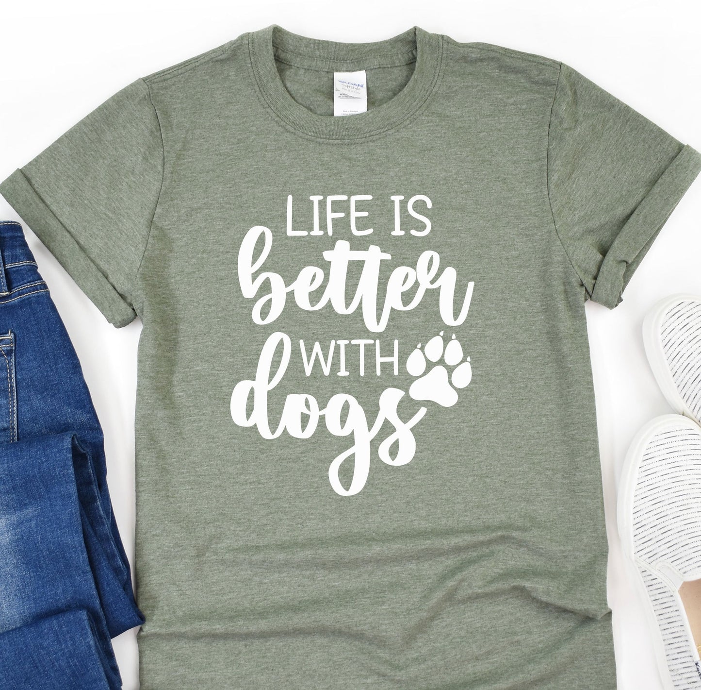 a t - shirt that says life is better with dogs