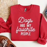 a red shirt that says dogs are my favorite people