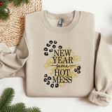 a sweater with the words new year some hot mess on it
