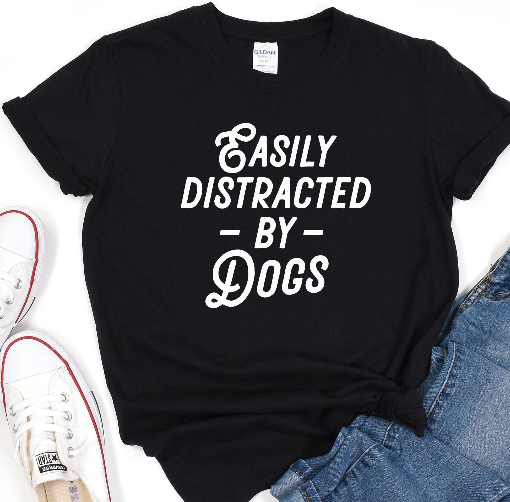 a t - shirt that says easily distracted by dogs