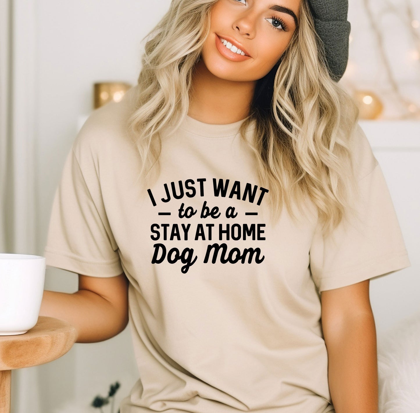 a woman wearing a t - shirt that says i just want to be a stay