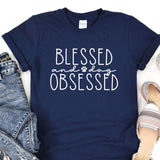 a t - shirt that says, blessing and dog obesed