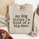 a sweater that says, my dog thinks i'm kind of a big deal