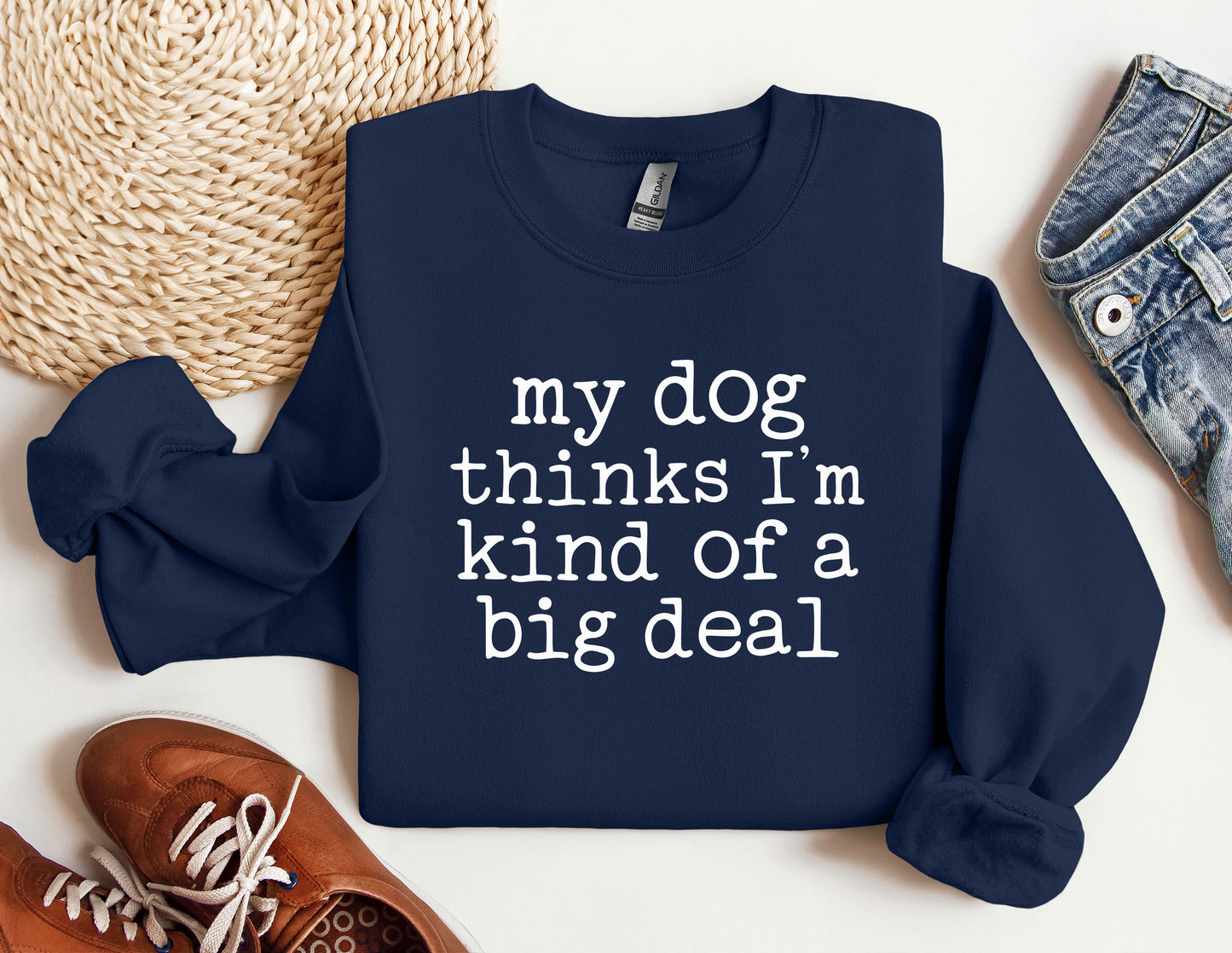 a sweatshirt that says, my dog thinks i&#39;m kind of a big deal