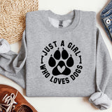 a grey sweatshirt with a dog paw on it