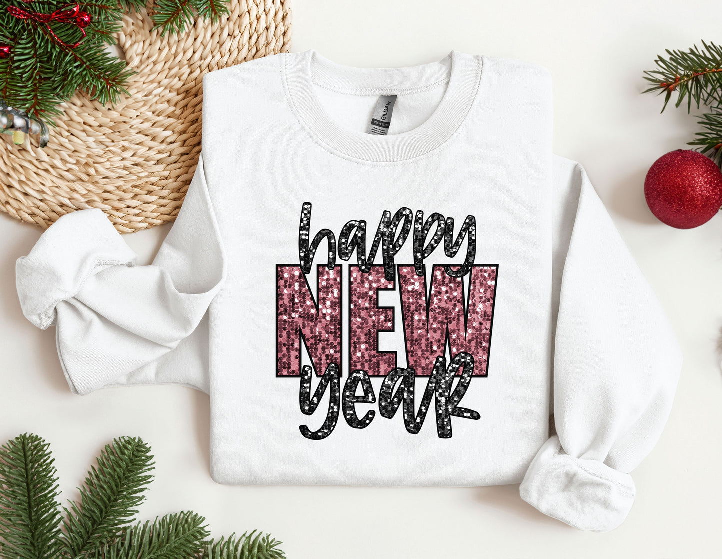 Happy New Year Sweatshirt, Christmas Gift Idea, New Year Party Hoodie, Oversized Crewneck, Christmas Hoodie & Sweatshirt, 2024 New year Gift