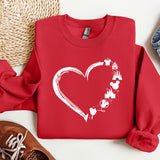 a red sweatshirt with a heart and mickey mouses on it