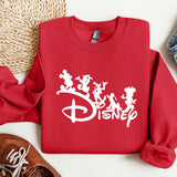 a red sweatshirt with disney characters on it