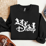 a black sweatshirt with disney characters on it