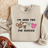 a sweater that says i'm here for the snacks