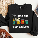 a black sweatshirt with a picture of beer and popcorn
