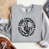 a sweatshirt with a hand holding a peace sign on it