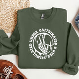 a green sweatshirt with a white logo on it