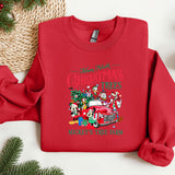 a red christmas sweater with a santa clause on it