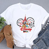 a white shirt with a mickey mouse design on it