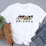 a white shirt with mickey mouse friends on it