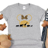 a gray shirt with a mickey mouse design on it
