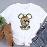 a white shirt with a mickey mouse graphic on it