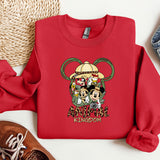 a red shirt with a mickey mouse cartoon on it