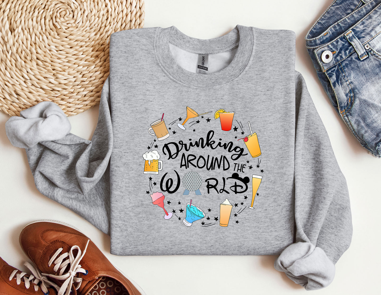 a sweatshirt that says drinking around the world